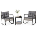 3-Piece Outdoor Rocking Chair Set with Coffee Table - Gray
