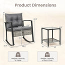 3-Piece Outdoor Rocking Chair Set with Coffee Table - Gray