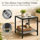 3-Piece Outdoor Rocking Chair Set with Coffee Table - Gray