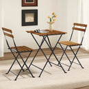 3 Piece Patio Acacia Wood Bistro Set with Slatted Seat and Tabletop