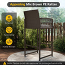 3 Piece Patio Bar Set Outdoor Wicker Bar Height Round Table and Armchairs-White
