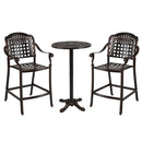 3 Piece Patio Bar Set Outdoor Cast Aluminum Round High Top Table 2 Counter Height Bar Stools