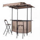 3-Piece Patio Bar Set Outdoor Grill Gazebo and 2 Folding Bar Stools