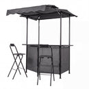 3-Piece Patio Bar Set Outdoor Grill Gazebo and 2 Folding Bar Stools
