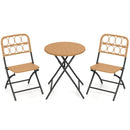 3 Piece Patio Bistro Set Folding Round Table and Chairs with Wicker Seat