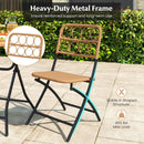 3 Piece Patio Bistro Set Folding Round Table and Chairs with Wicker Seat