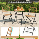 3 Piece Patio Bistro Set Folding Round Table and Chairs with Wicker Seat