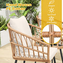 3 Piece Patio Bistro Set with PE Rattan Wicker Chairs and Tempered Glass Coffee Table
