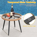 3 Piece Patio Bistro Set with PE Rattan Wicker Chairs and Tempered Glass Coffee Table