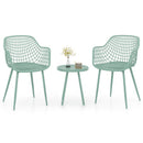3 Piece Patio Chair Set with PP Seat and Tabletop for Porch