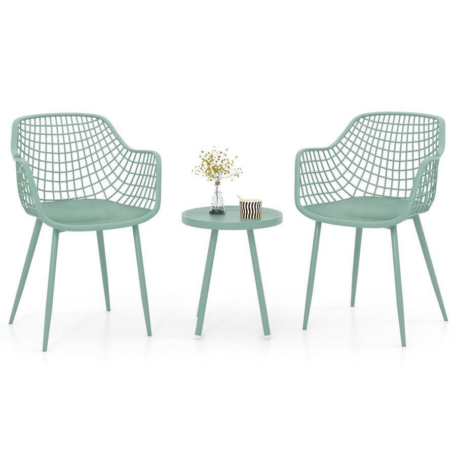 3 Piece Patio Chair Set with PP Seat and Tabletop for Porch