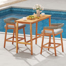 3-Piece Patio Counter Height Bar Set with Cushioned Stools