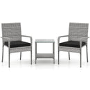 3 Piece Patio Furniture Set with Seat Cushions and Tempered Glass Tabletop for Balcony