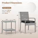 3 Piece Patio Furniture Set with Seat Cushions and Tempered Glass Tabletop for Balcony