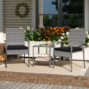 3 Piece Patio Furniture Set with Seat Cushions and Tempered Glass Tabletop for Balcony