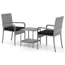 3 Piece Patio Furniture Set with Seat Cushions and Tempered Glass Tabletop for Balcony