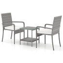 3 Piece Patio Furniture Set with Seat Cushions and Tempered Glass Tabletop for Balcony