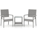 3 Piece Patio Furniture Set with Seat Cushions and Tempered Glass Tabletop for Balcony