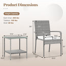 3 Piece Patio Furniture Set with Seat Cushions and Tempered Glass Tabletop for Balcony