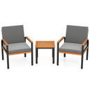 3 Piece Patio Furniture Set Outdoor Conversation Set with Coffee Table-Grey