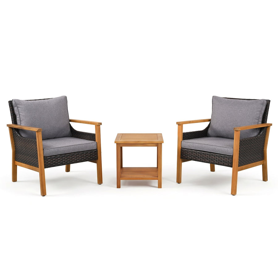 3-Piece Patio Dining Set with Cushions and Side Table