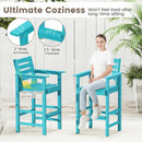 3-Piece Patio HDPE Bar Set with Square High-Top Table for Backyard and Poolside
