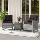 3-Piece Patio Rocking Chair Set with Glass Table & Cushions