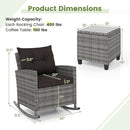 3-Piece Patio Rocking Chair Set with Glass Table & Cushions
