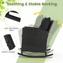 3-Piece Patio Rocking Chair Set with Glass Table & Cushions