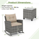 3-Piece Patio Rocking Chair Set with Glass Table
