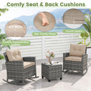 3-Piece Patio Rocking Chair Set with Glass Table