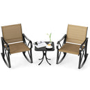 3 Piece Patio Rocking Set with Smooth Rocking Motion Outdoor Rocker Chair Bistro Set