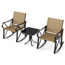3 Piece Patio Rocking Set with Smooth Rocking Motion Outdoor Rocker Chair Bistro Set