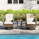 3-Piece Patio Swivel Rocker Set with Glass Side Table
