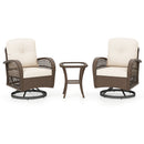 3-Piece Patio Swivel Rocker Set with Glass Side Table