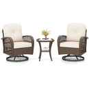 3-Piece Patio Swivel Rocker Set with Glass Side Table
