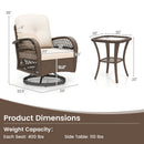 3-Piece Patio Swivel Rocker Set with Glass Side Table
