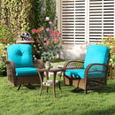 3-Piece Patio Swivel Rocker Set with Glass Side Table