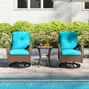 3-Piece Patio Swivel Rocker Set with Glass Side Table