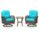3-Piece Patio Swivel Rocker Set with Glass Side Table