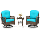 3-Piece Patio Swivel Rocker Set with Glass Side Table