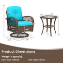 3-Piece Patio Swivel Rocker Set with Glass Side Table