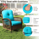 3-Piece Patio Swivel Rocker Set with Glass Side Table