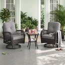 3-Piece Patio Swivel Rocker Set with Glass Side Table