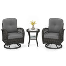 3-Piece Patio Swivel Rocker Set with Glass Side Table