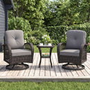 3-Piece Patio Swivel Rocker Set with Glass Side Table