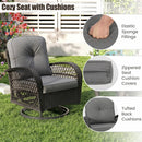 3-Piece Patio Swivel Rocker Set with Glass Side Table