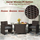 3-Piece Wicker Patio Dining Set with Tempered Glass Table