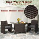 3-Piece Wicker Patio Dining Set with Tempered Glass Table