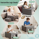 3-Piece Reading Pillow Set Extra Large Lap Desk with Coaster-Gray